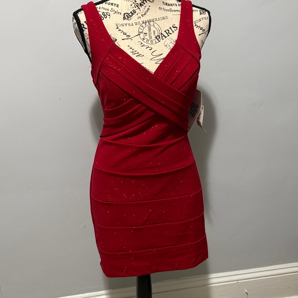 Emerald Sundae Red Glitter Mini Dress